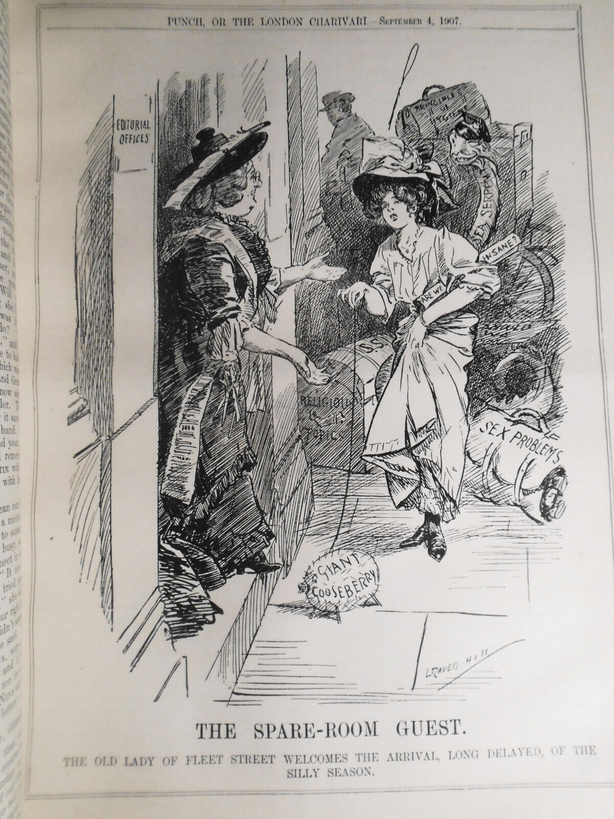 Punch Magazine, July-Dec 1907. Bound volume. With  1907 Almanac.