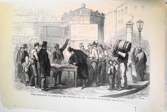 Madrid Spain. Signing of Petition for Abolition of Slavery. Harper's Weekly 1869