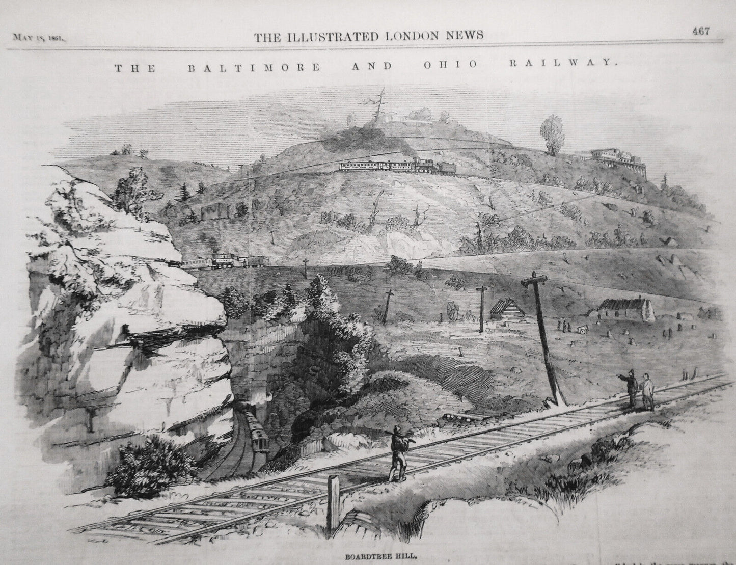 1861 The Baltimore And Ohio Railroad: Boardtree Hill & Kingwood Tunnel -2 prints