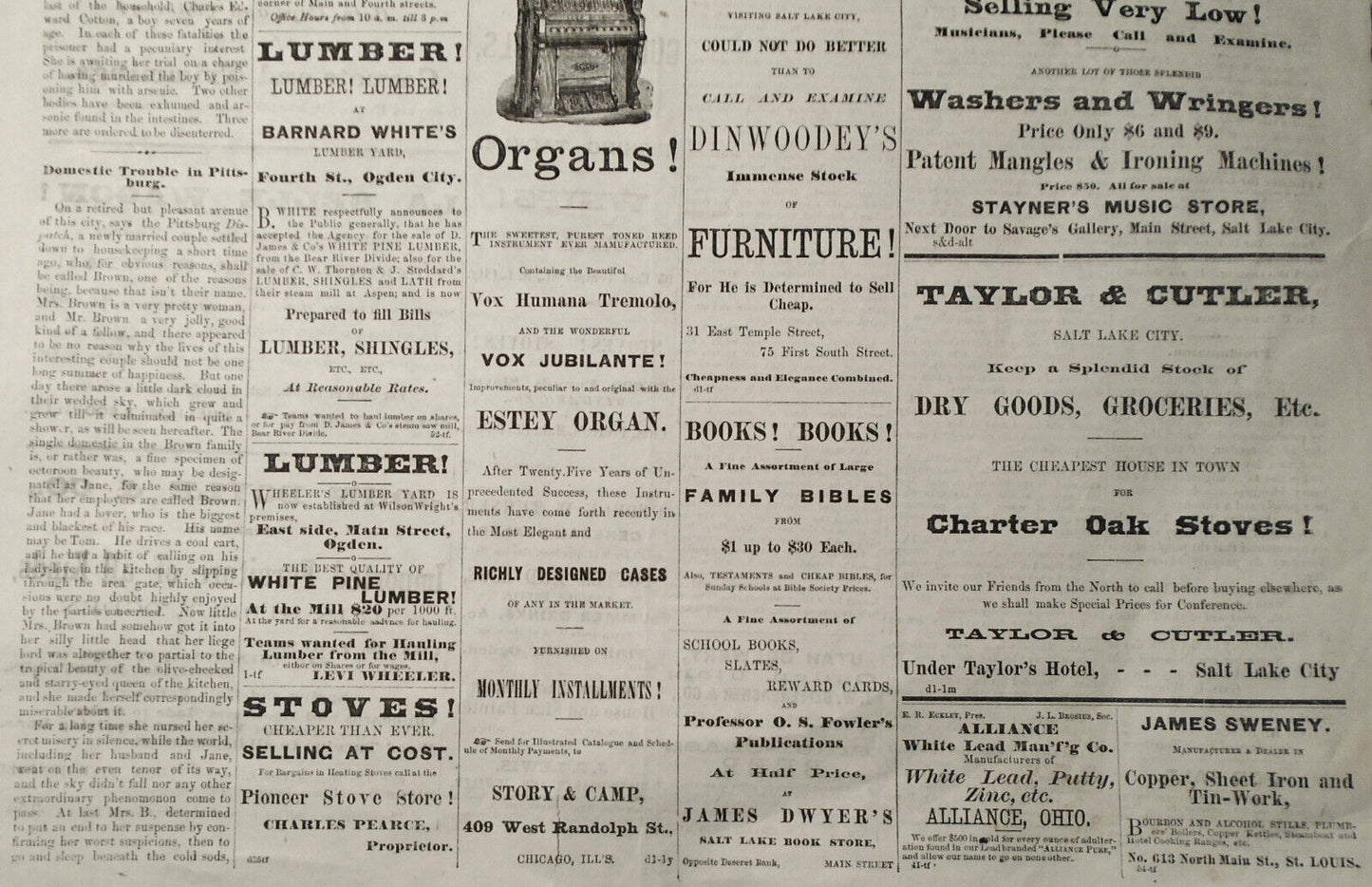 The Ogden Junction, November 15, 1872 -  Utah - Extraordinary female crime life