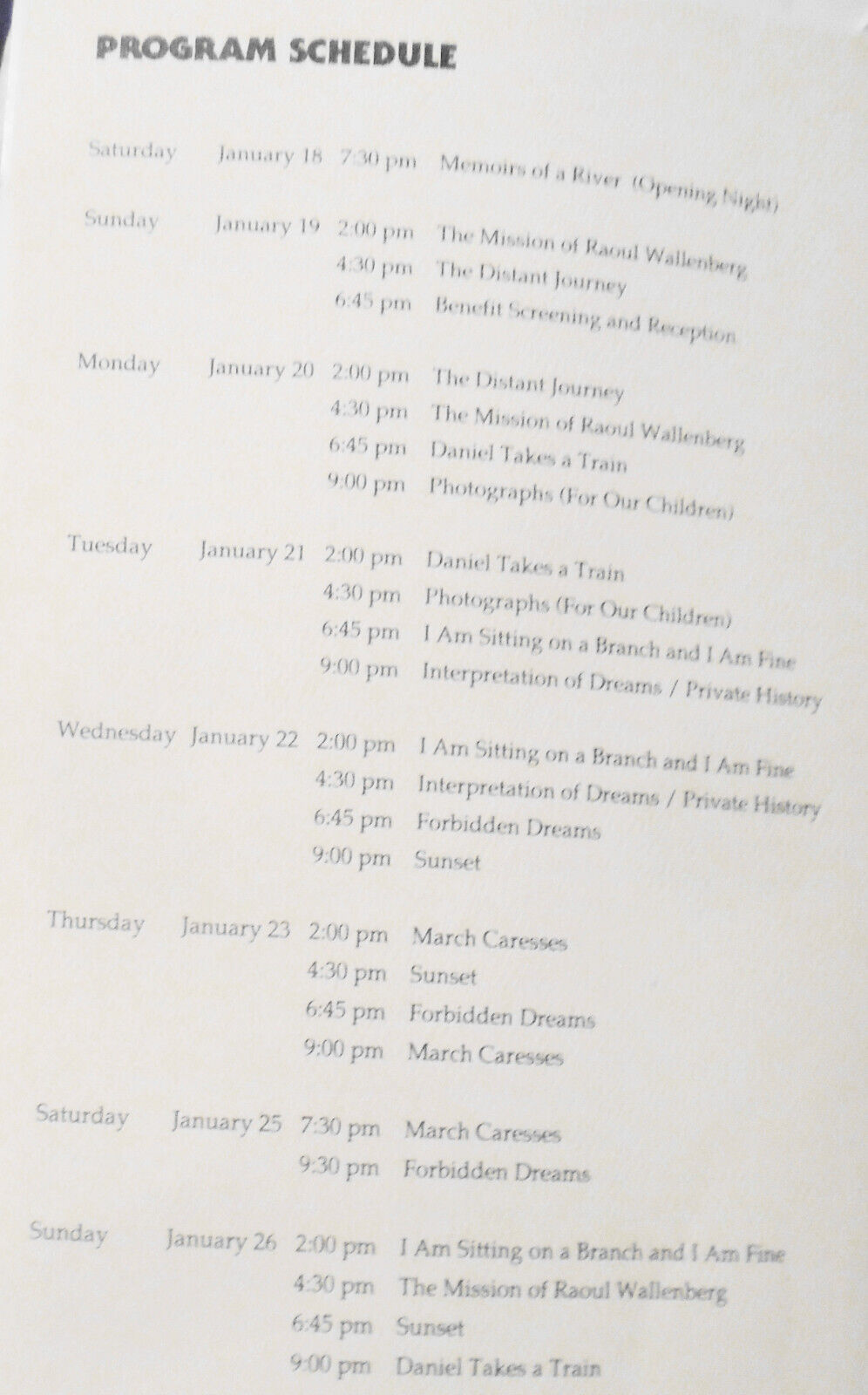 Reemergence Jewish Life in Eastern Europe - Film Festival 1992 Souvenir Program