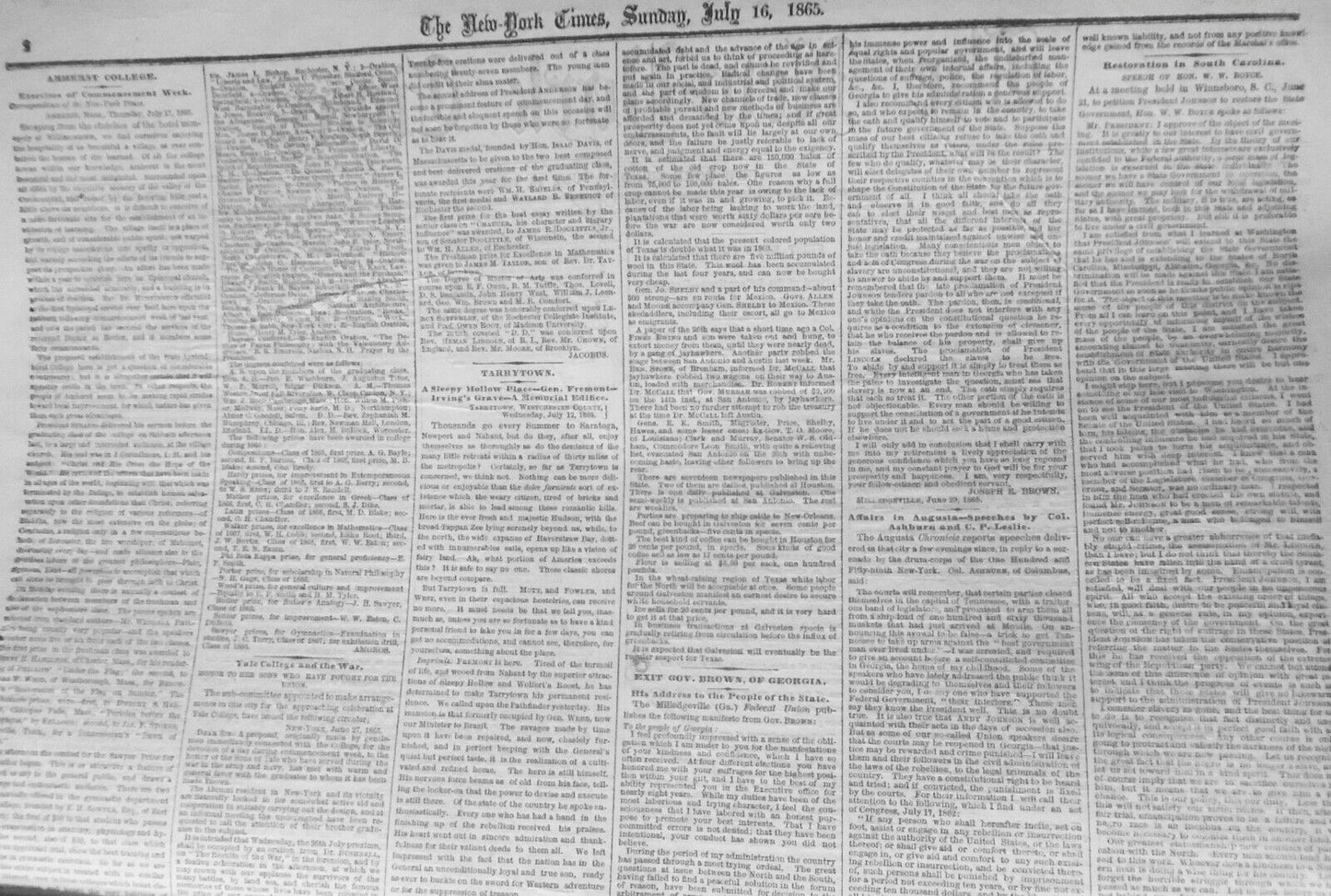 The New York Times, Sunday July 16, 1865. Civil War; Miss Harris Insanity Trial