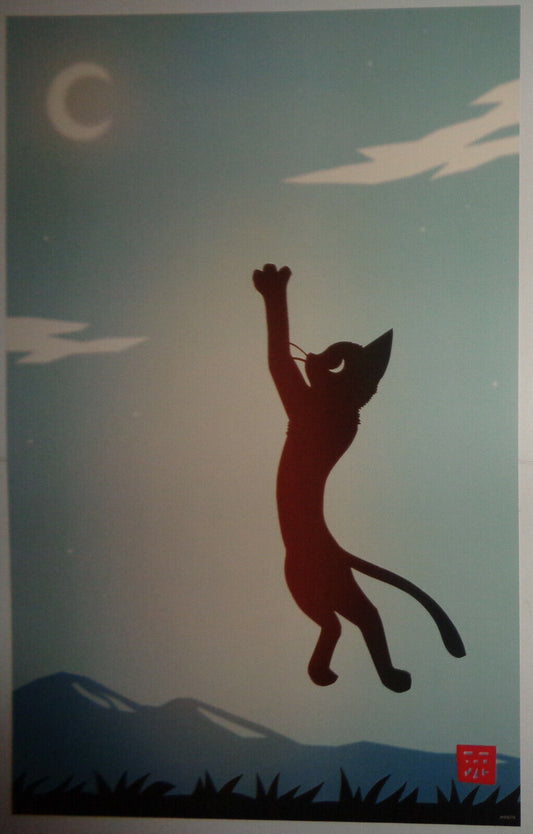 Cat and Moon  Poster by Ryo Tagaki