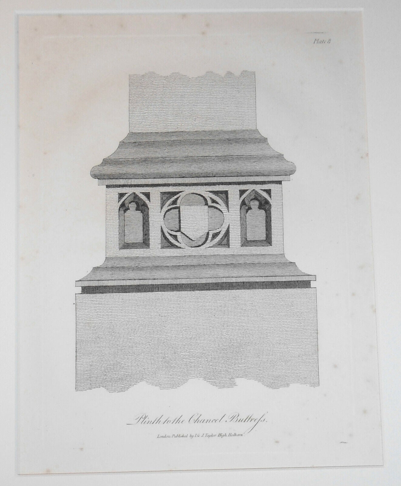 1796 - Plinth to the Chancel Buttress -  from the parish church of Lavenham