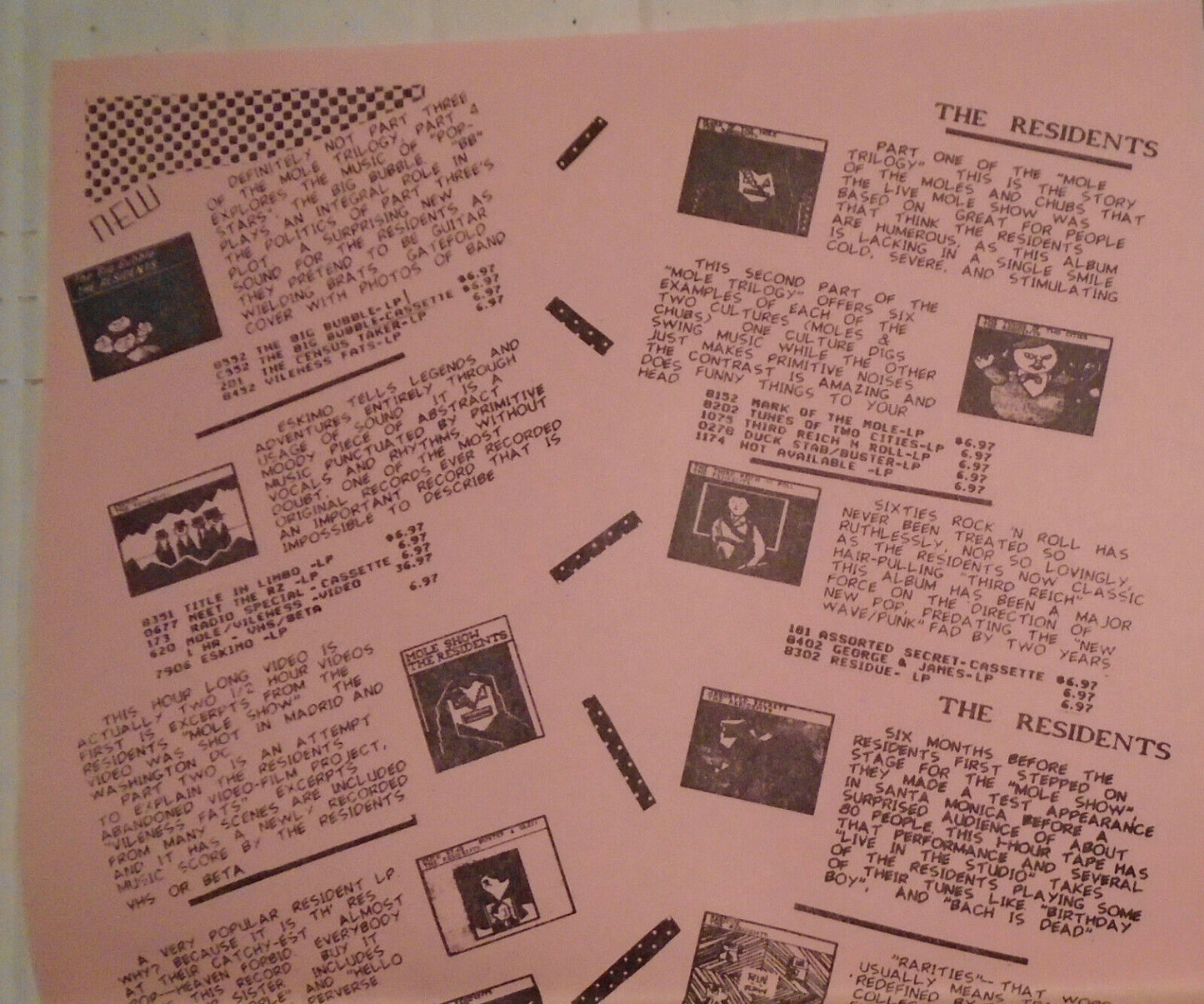 Ralph Records Order Form for The Residents. 1980s.