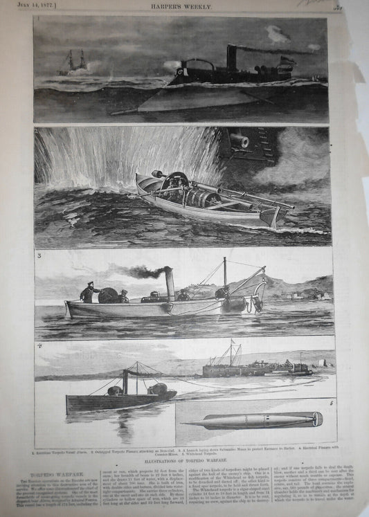 Illustrations Of Torpedo Warfare - Harper's Weekly, July 14, 1877