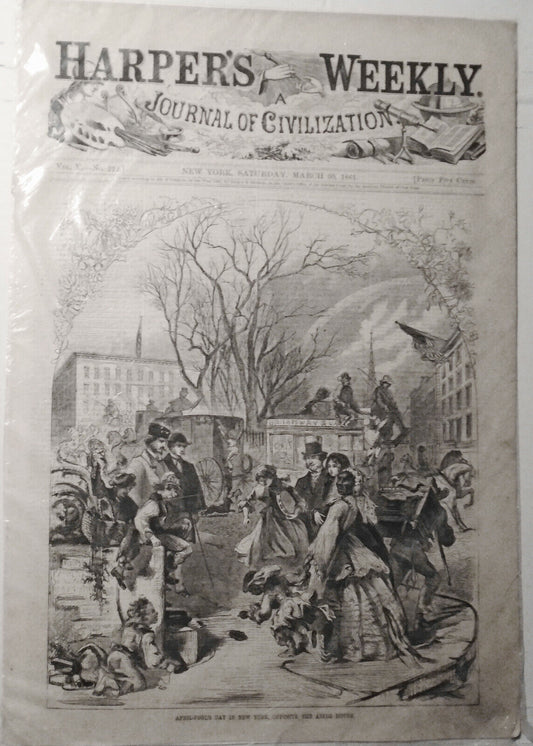 April-fool's Day In New York, Opposite The Astor House - Harper's Weekly, 1861