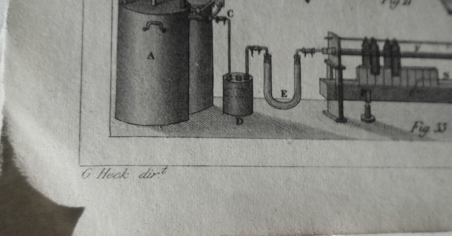 1851 Scientific instruments, Chemistry - Original print - G. Heck; Henry Winkles