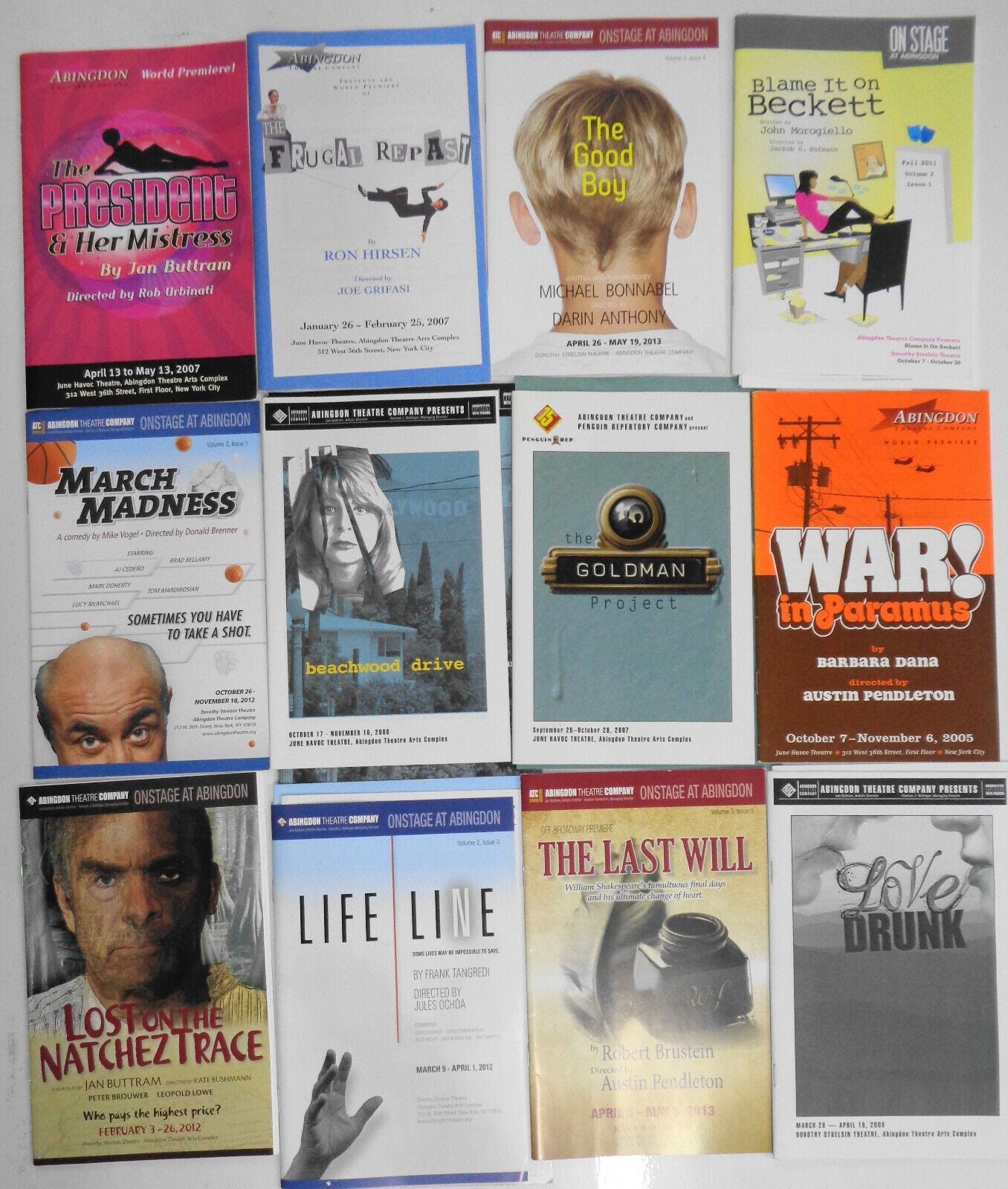 12 Abingdon Theatre Company programs  2006-2013