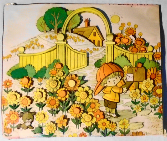 Boy mailing letter - vintage 3-Dimensional card