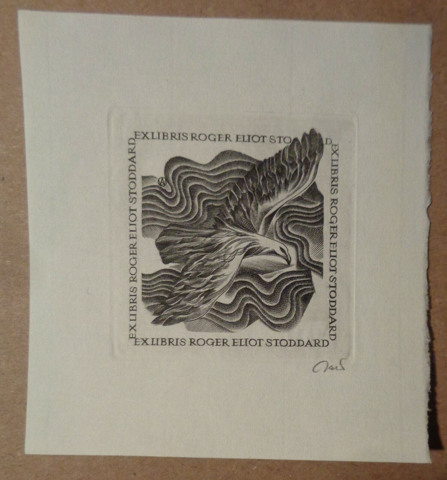 Roger Eliot Stoddard Ex Libris Bookplate by Wojciech Jakubowski - SIGNED