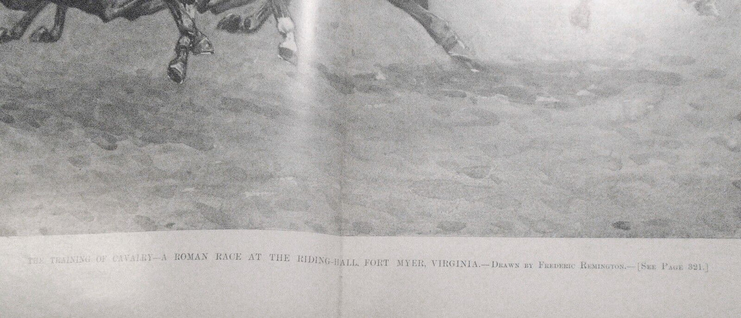 Harper's Weekly  April 2, 1898 - Original Remington - Training Cavalry; Cuba etc