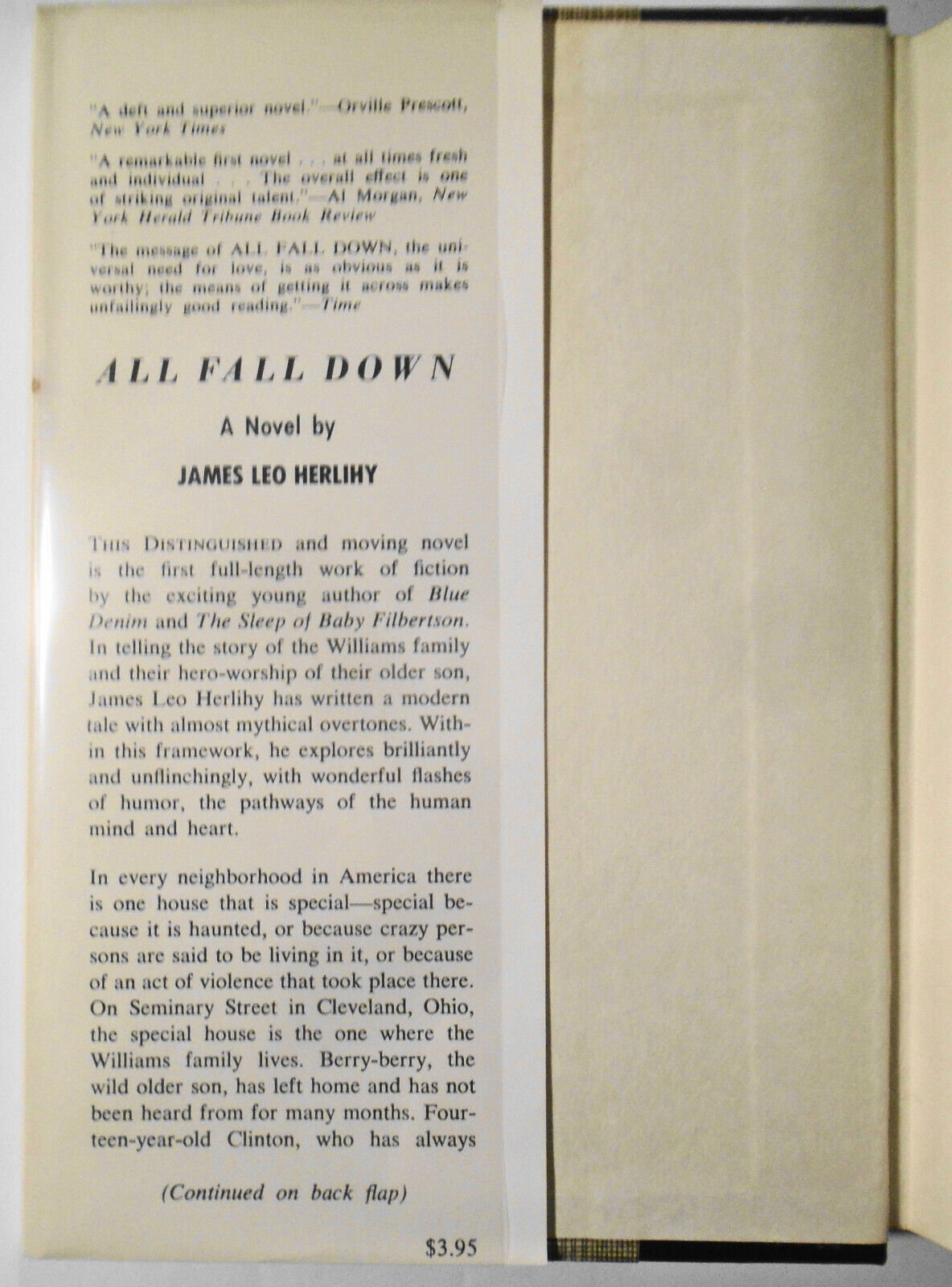 James Leo Herlihy SIGNED All Fall Down - 1960. Fine/Fine. Hardcover/DJ 2nd ptg