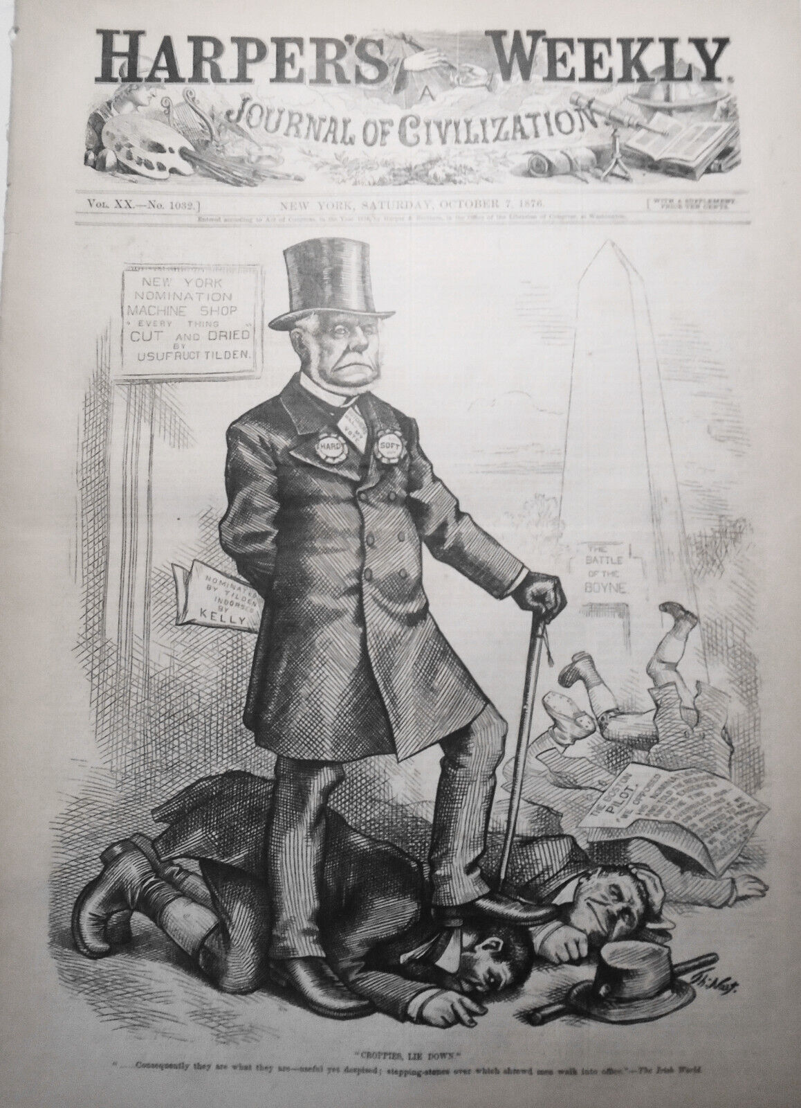 Harper's Weekly October 7, 1876 - Original complete - Hold the Fort, by Nast etc