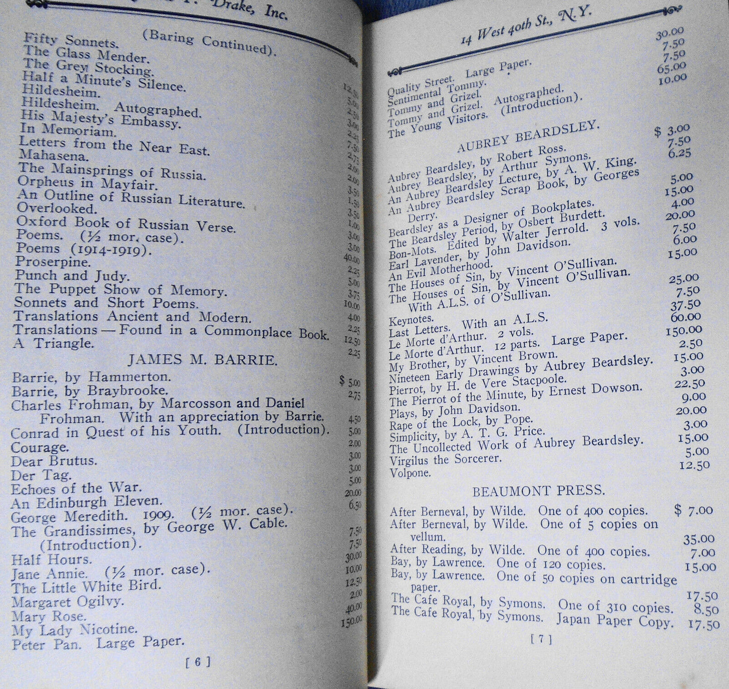1926 James F. Drake : A Check-list Catalogue Of First Editions - No. 178