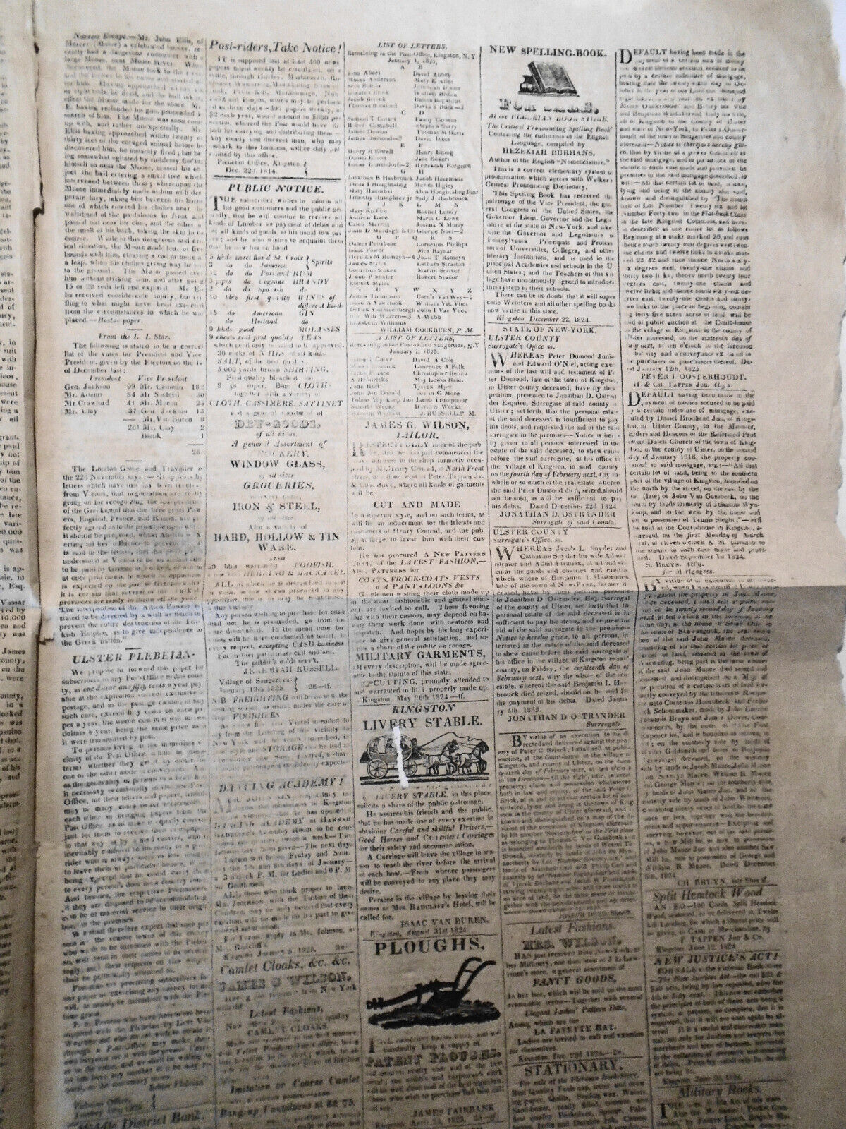 The Ulster Plebeian, January 19, 1825 - New York Governor DeWitt Clinton's copy