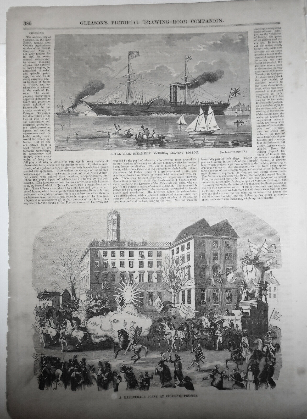 A Masquerade Scene At Cologne, Prussia - Gleason's Pictorial 1850s