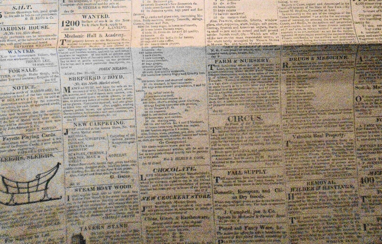 Albany Daily Advertiser January 7, 1825. New York Governor DeWitt Clinton's copy