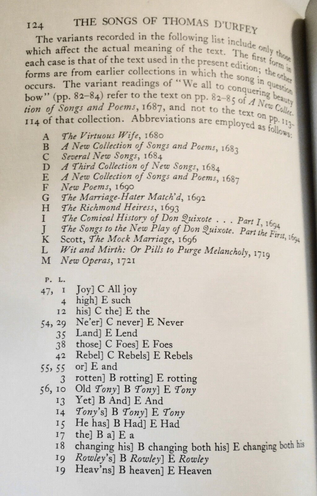 The Songs of Thomas D'Urfey, by Cyrus Lawrence Day. 1933 Hardcover. [Provenance]