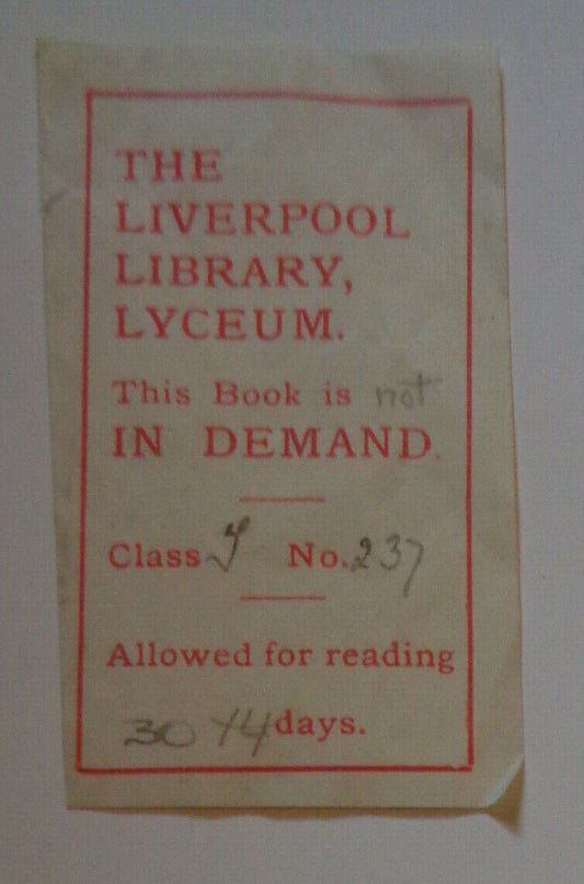 Liverpool Library Lyceum Ex-libris Bookplate - 19 century