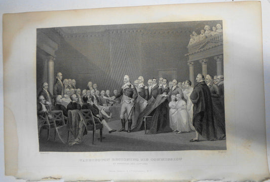 1860 Washington resigning his commission - Original print, Trumbull / Rogers