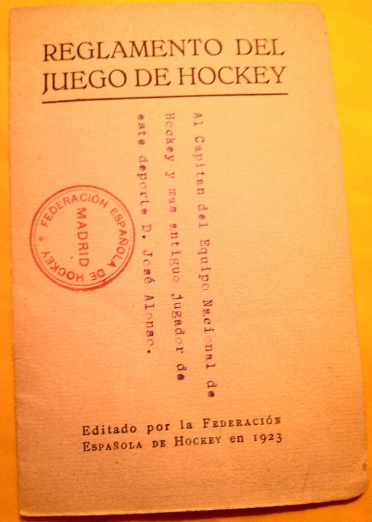 1923 Reglamento del juego de Hockey. Madrid, Spain; por Federacion Espaniola