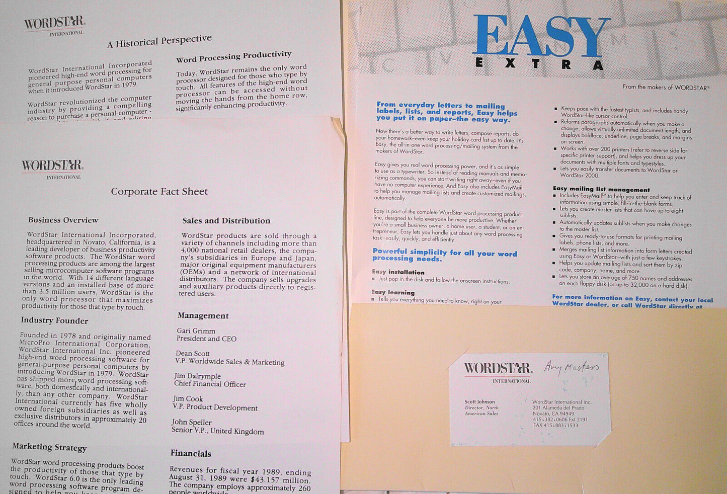 Wordstar Press Kit, 1990 - Brochure and promo literature