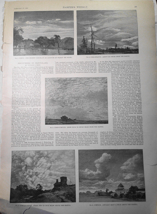 Discoveries in Cloud Land -  5 illustrations& story - Harper's Weekly, 1891