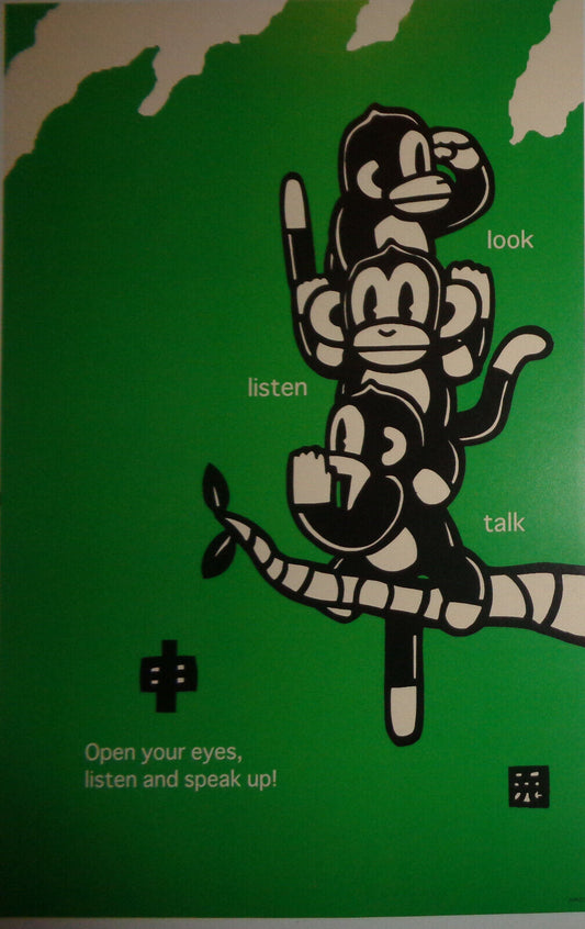 Ryo Tagaki : Three Wise Monkeys -  Window card Poster