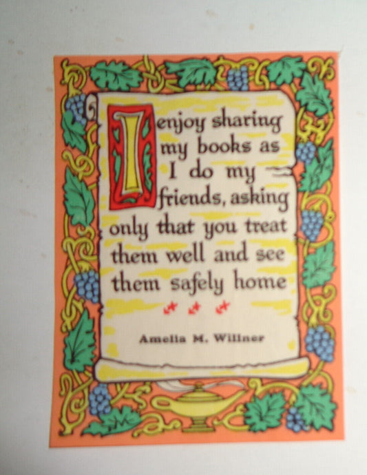 Amelia M. Willner Ex Libris Bookplate - 1964