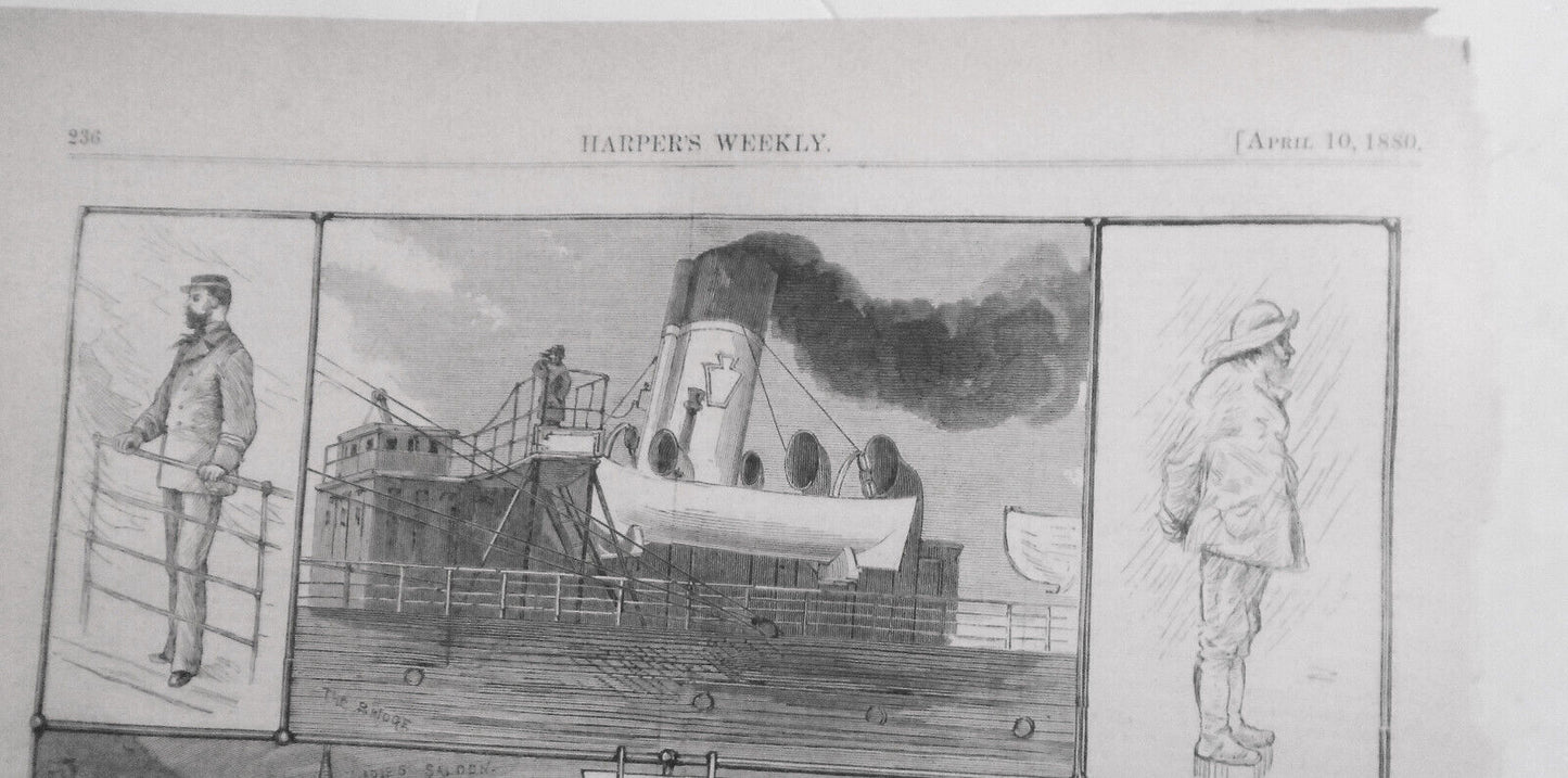 The American Line of European Steamers - on Board the "Indiana." Harper's W 1880
