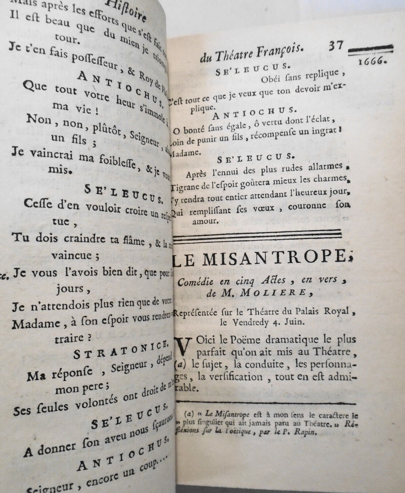 1747 Histoire Du Theatre Francois Tome 10. Moliere: Misantrope, Tartuffe; Racine