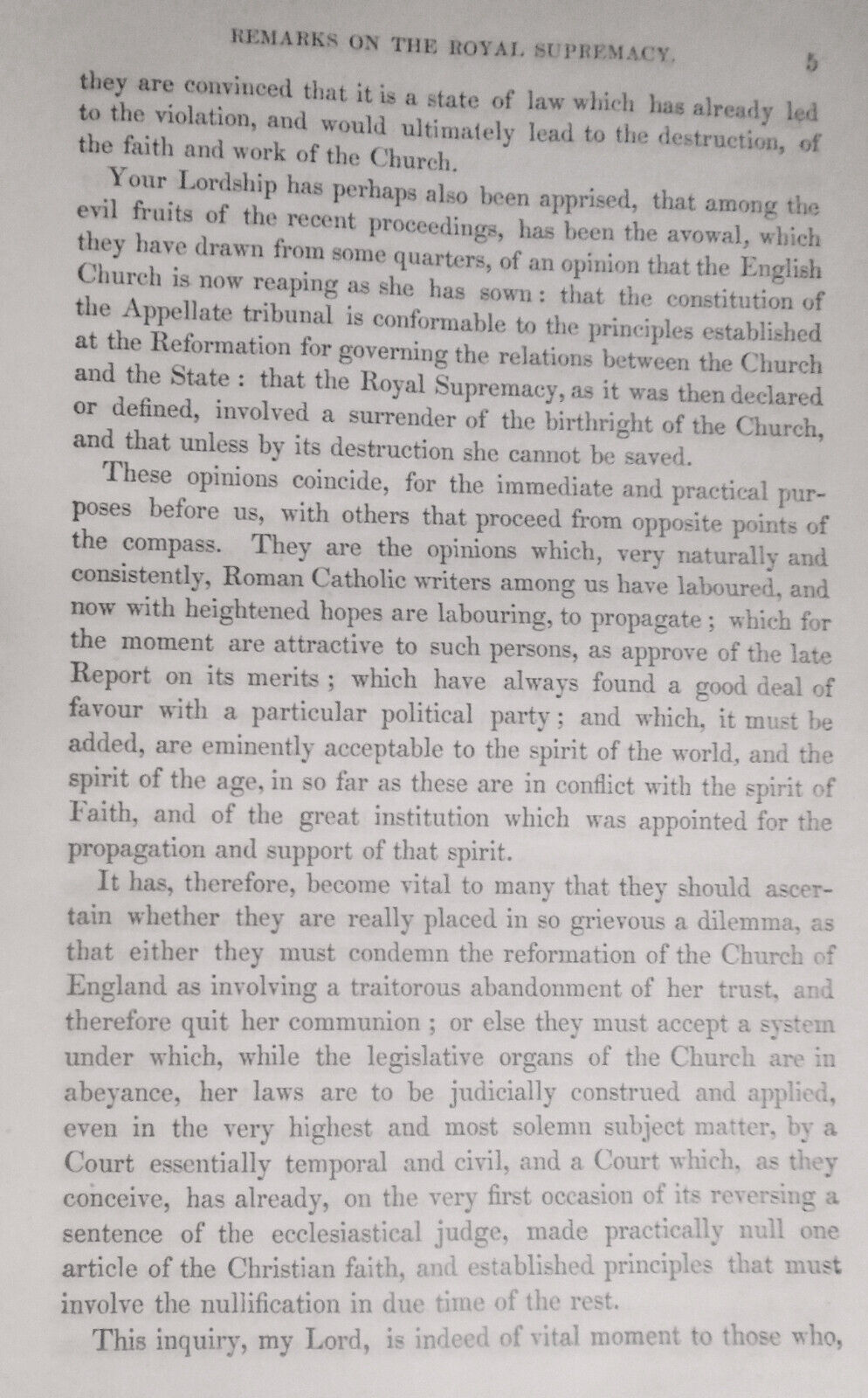 1850 Gladstone: Remarks on Royal Supremacy as It is Defined By Reason, History..