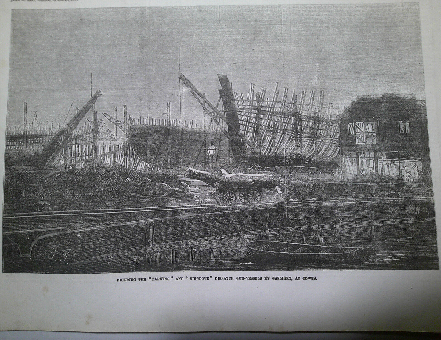 1855 Building "Lapwing" & "Ringdove" Dispatch Gun-Vessels by Gaslight at Cowes
