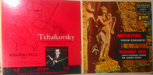 Ruggiero Ricci, violin : 2 vinyl LPs lot : Tchaikovsky, Beethoven
