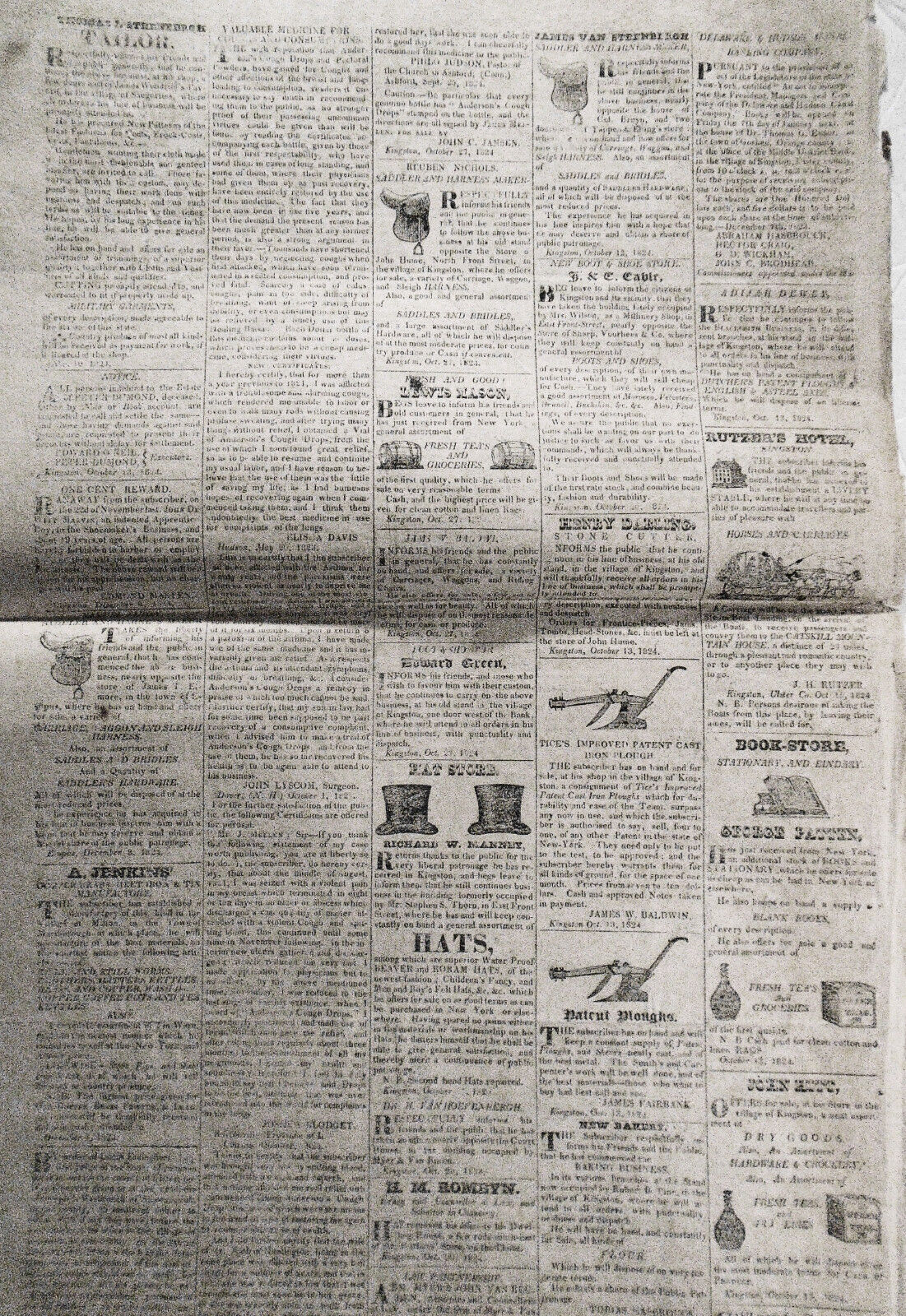 People's Advocate, January 5, 1825 - Kingston (N.Y.) - Gov DeWitt Clinton's copy