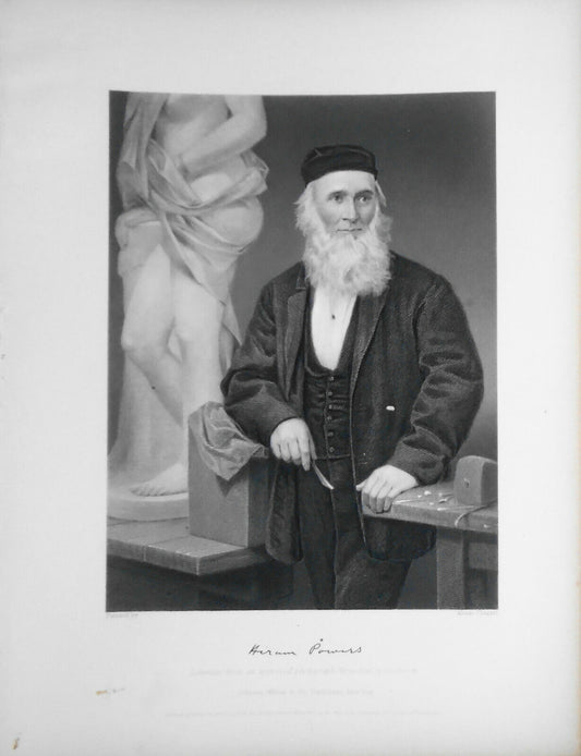 Hiram Powers -- 1873 engraving  - Duyckinck Portrait Gallery