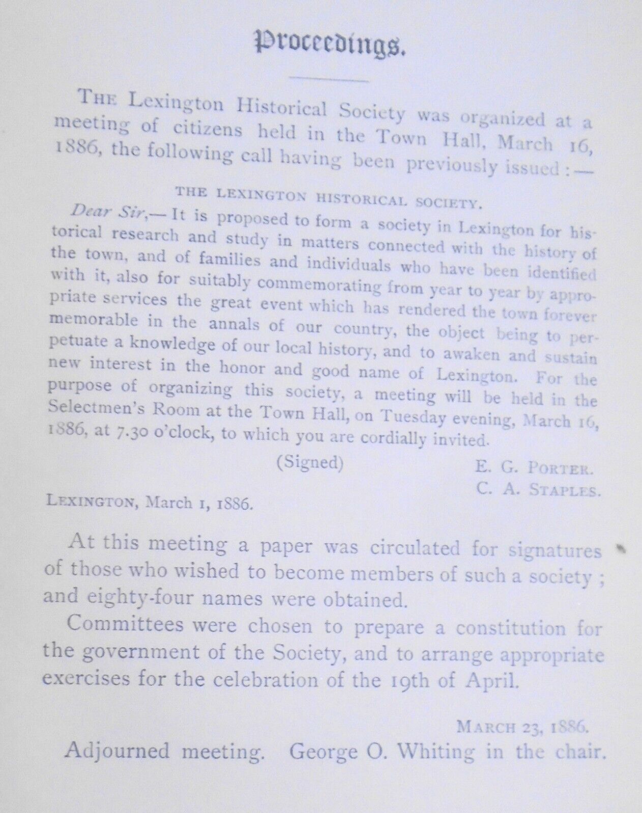 1890 Proceedings of Lexington Historical Society - Volume 1