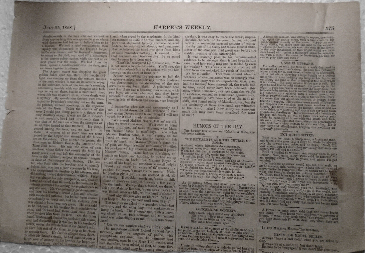 Scene in Printing House Square New York City. Harper's Weekly July 25, 1868