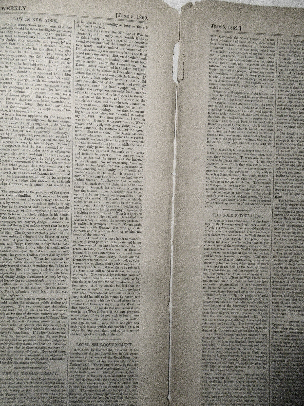 Harper's Weekly June 5, 1869: Pacific Railroad; Cuban Revolution Dayton Fire etc