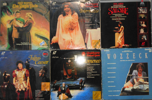 6 Opera Laserdiscs: Magic Flute, Salome, Intermezzo, Julius Caesar, Idomeneo, Wo