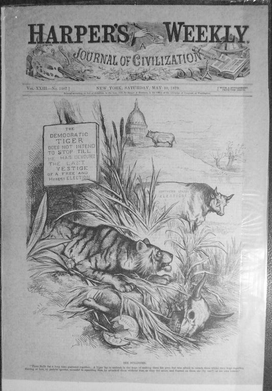The Bulldozer, by Thomas Nast - Harper's Weekly May 10, 1879. Original print.