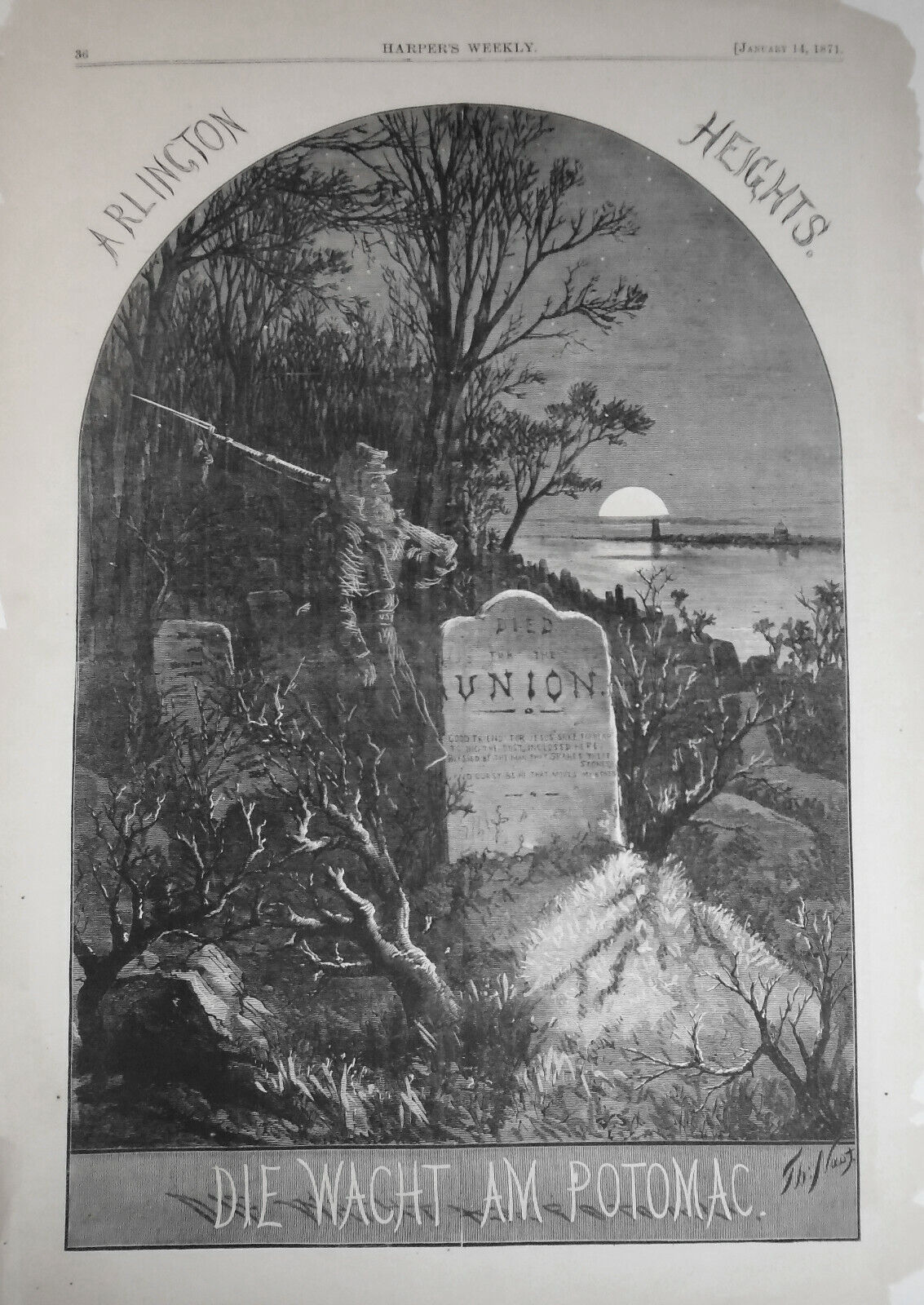 Arlington Heights: Die Wacht Am Potomac - Th. Nast  Harper's Weekly Jan 14, 1871