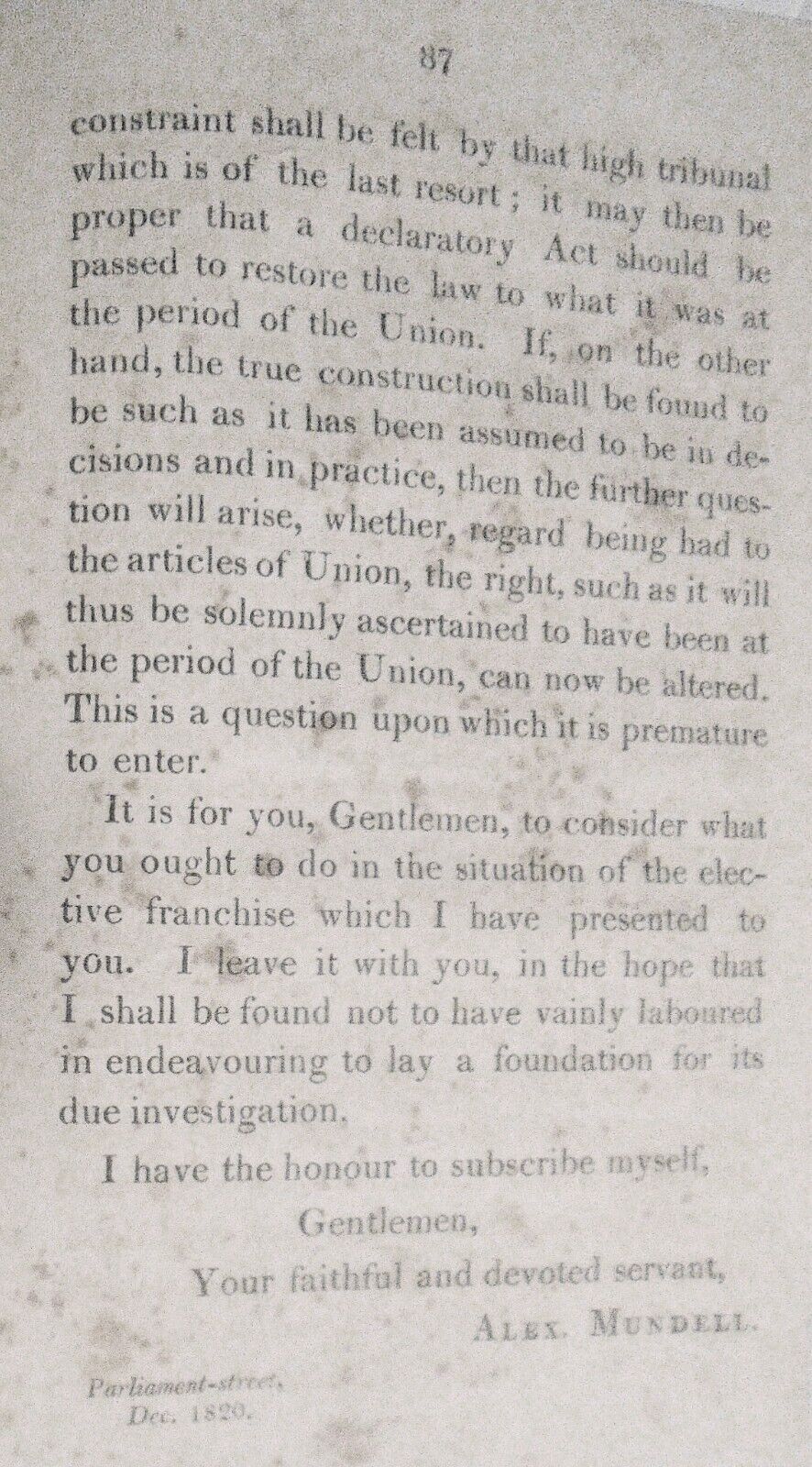 1821 Considerations Upon the situation of the Elective Franchise ... in Scotland