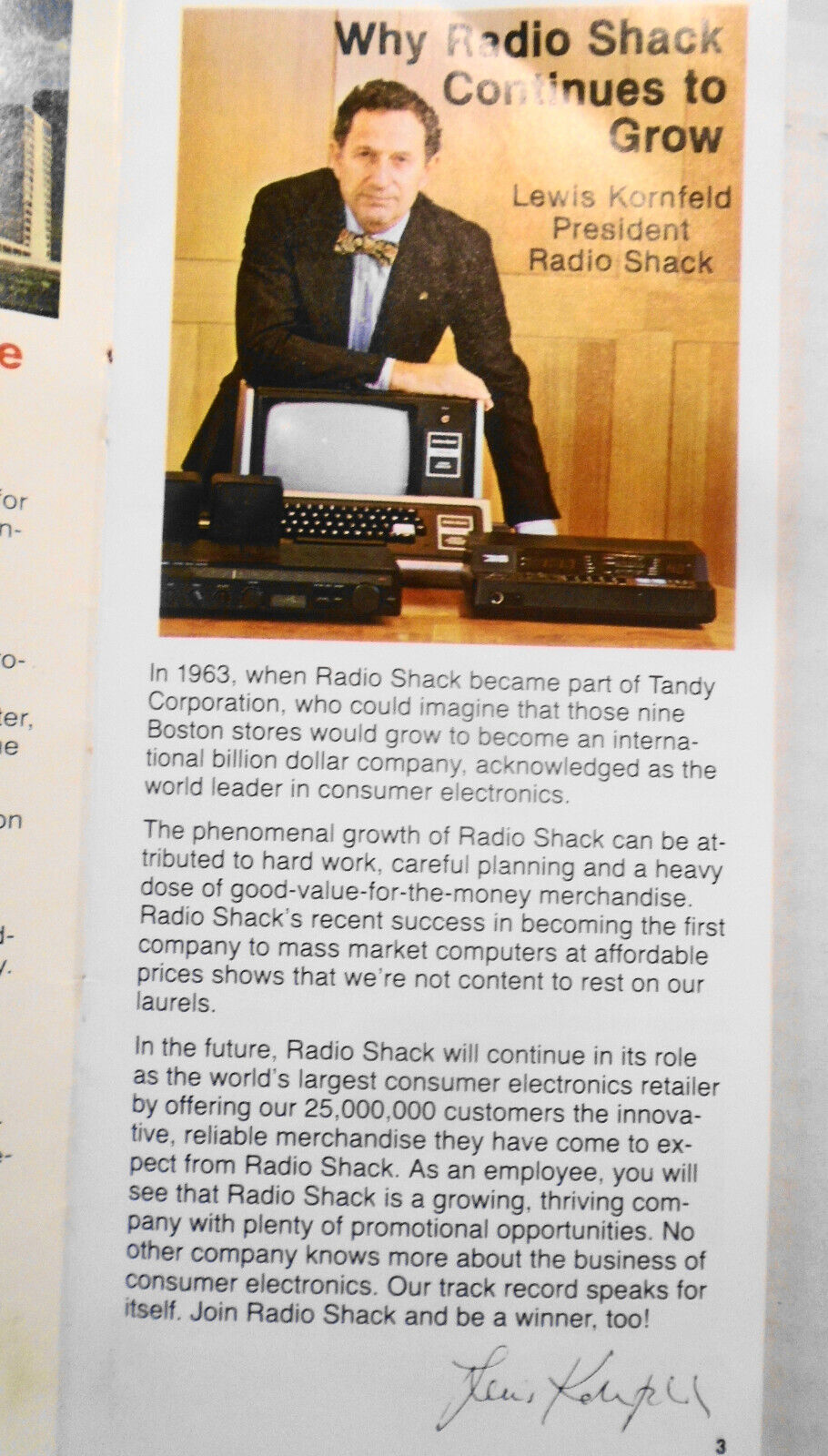 1980 Radio Shack Recruitment Brochure -  the exciting world of Retail Management