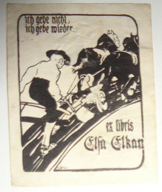 Elsa Elkan Ex Libris Bookplate by Ferdinand Gotz