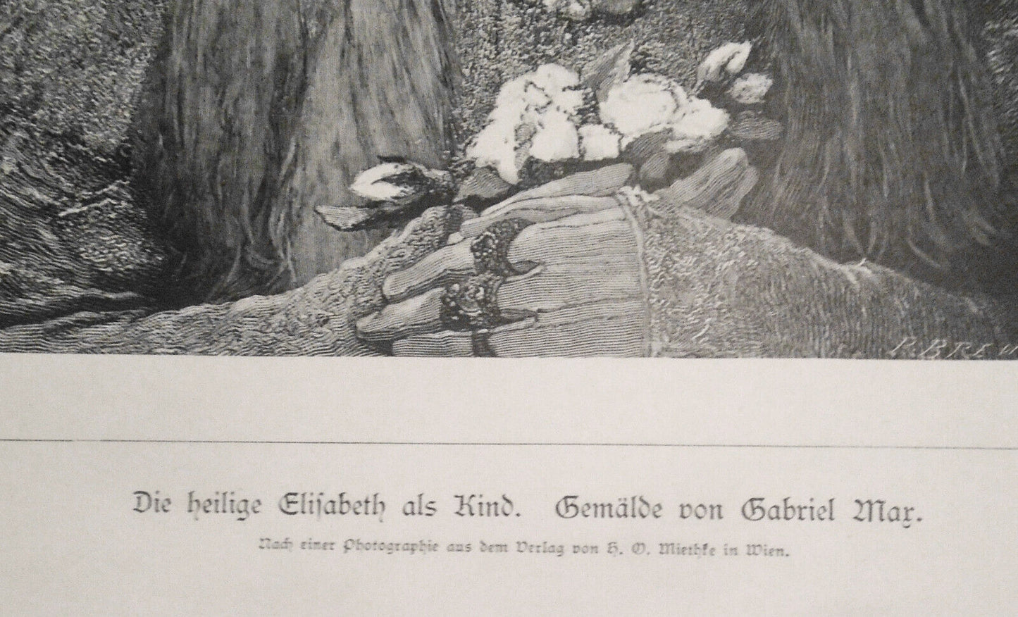 1882 Die heilige Elisabeth als Kind - Gemalde von Gabriel Mar -  Original print