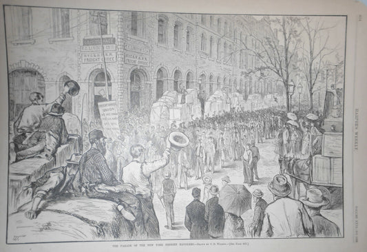 The Parade Of The New York Freight Handlers -- Harper's Weekly 1882 - Original