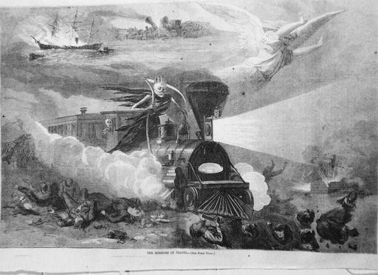 The Horrors of Travel - Harper's Weekly, September 3, 1865. Original print.