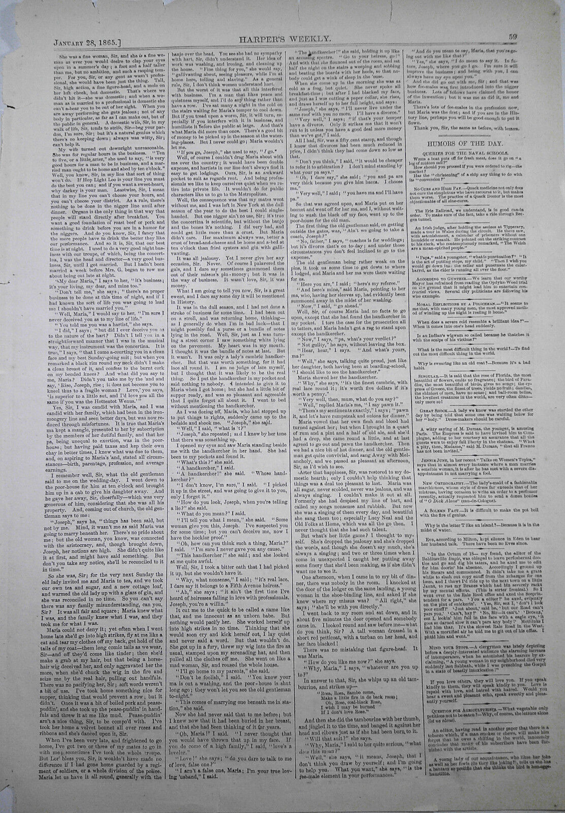 The Late Edward Everett /Howlett House Battery. Harper's Weekly January 28, 1865